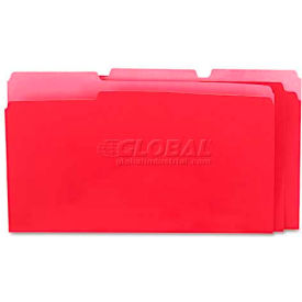 Universal Recycled Interior File Folders, 1/3 Cut Top Tab, Legal, Red, 100/Box
