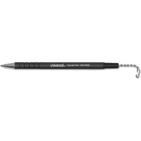 Universal Products UNV15625 Universal™ Stick Ballpoint Counter Pen, Medium 1mm, Black Ink, Black Barrel image.