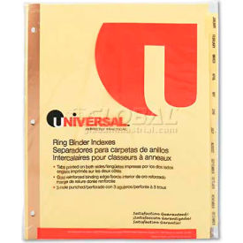 Universal UNV20814*** Universal One Preprinted Plastic-Coated Tab Dividers, 12 Month Tabs, Letter, Buff, 12/Set image.