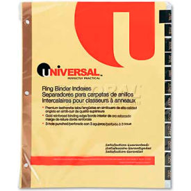 Universal UNV20823*** Universal One Leather-Look Mylar Tab Dividers, 12 Month Tabs, Letter, Black/Gold, 12/Set image.