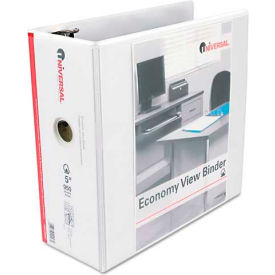 Universal 20997 Universal® Economy D-Ring Vinyl View Binder, 5" Capacity, White image.