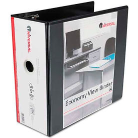 Universal 20998 Universal® Economy D-Ring Vinyl View Binder, 5" Capacity, Black image.