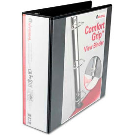 Universal 30751 Universal® Comfort Grip Deluxe Plus D-Ring View Binder, 3" Capacity, 8-1/2 x 11, Black image.