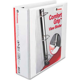 Universal 30752 Universal® Comfort Grip Deluxe Plus D-Ring View Binder, 3" Capacity, 8-1/2 x 11, White image.