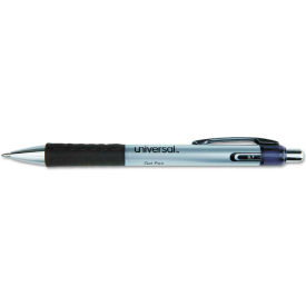 Universal Products UNV39720 Universal™ Comfort Grip Retractable Gel Pen, Medium 0.7mm, Black Ink, Silver Barrel, Dozen image.
