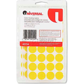 United Stationers Supply UNV40114 Universal® Permanent Self-Adhesive Color-Coding Labels, 3/4in dia, Yellow, 1008/Pack image.