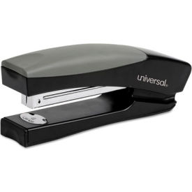 Universal UNV43148*** Universal Stand-up Full Strip Stapler, 20-Sheet Capacity, Black/Gray image.