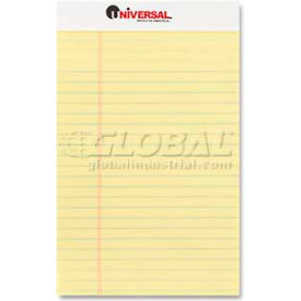 United Stationers Supply UNV46200 Universal® Perforated Edge Writing Pad, Jr. Legal Rule, 5 x 8, Canary, 50-Sheet, Dozen image.