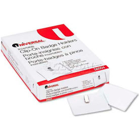 United Stationers Supply UNV56004 Universal® Clip-On Clear Badge Holders W/Inserts, Top Load, 3 x 4, White, 50/Box image.