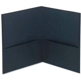 Universal UNV56638*** Universal Two-Pocket Portfolio, Embossed Leather Grain Paper, Dark Blue, 25/Box image.