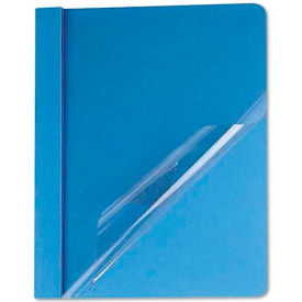 Universal UNV57121*** Universal Clear Front Report Cover, Tang Fasteners, Letter Size, Light Blue, 25/Box image.