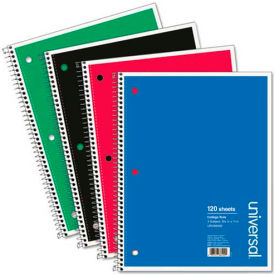 United Stationers Supply UNV66400 Universal® Wirebound Notebook, 8-1/2 x 11, College Ruled, 120 Sheets, Assorted Color Cover image.