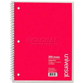 United Stationers Supply UNV66500 Universal® Wirebound Notebook, 8-1/2 x 11, College Ruled, 200 Sheets, Assorted Color Cover image.