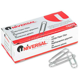 United Stationers Supply UNV72220 Universal® Smooth Paper Clips, Wire, Jumbo, Silver, 100/Box, 10 Boxes/Pack image.