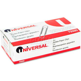 United Stationers Supply UNV72220BX Universal® Smooth Paper Clips, Wire, Jumbo, Silver, 100/Box image.
