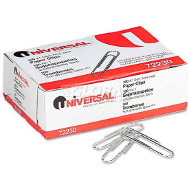 United Stationers Supply UNV72230 Universal® Nonskid Paper Clips, Wire, No. 1, Silver, 1000/Pack image.