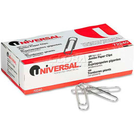 United Stationers Supply UNV72240 Universal® Non-Skid Paper Clips, Wire, Jumbo, Silver, 100/Box, 10 Boxes/Pack image.