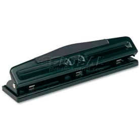 Universal UNV74323*** Universal 12-Sheet Deluxe Two- and Three-Hole Adjustable Punch, 9/32" Holes, Black image.