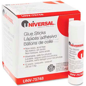 Universal UNV75748*** Universal Permanent Glue Stick, .28 oz, Stick, Clear, 12/Pack image.