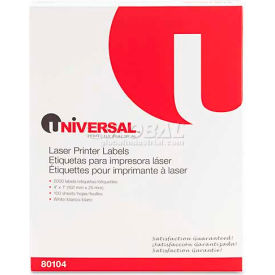 United Stationers Supply UNV80104 Universal® Laser Printer Permanent Labels, 1 x 4, White, 100 Sheets, 2000 Labels image.