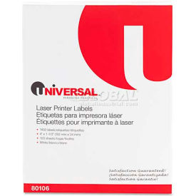 United Stationers Supply UNV80106 Universal® Laser Printer Permanent Labels, 1-1/3 x 4, White, 1400 Labels image.