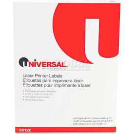 United Stationers Supply UNV80120 Universal® Laser Printer Permanent Labels, 1 x 2-5/8, White, 7500 Labels image.