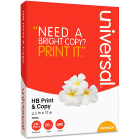 Universal UNV91200 Copy Paper - Universal® Multipurpose Paper, White, 8-1/2" x 11", 20 lb., 5,000 Sheets/Carton image.