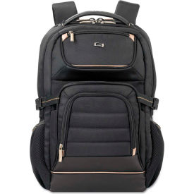 Solo PRO7424 SOLO® Pro Laptop Backpack, 17.3", 12 1/2 x 7 1/2 x 18, Black image.