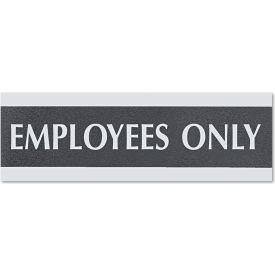 U.S. Stamp & Sign 4760 U.S. Stamp & Sign Employees Only Sign, 4760, 3" X 9", Black/Silver image.