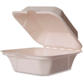 Compostable Takeout Container, 5-7/8"L x 5-7/8"W x 2-7/8"H, White, 400/Carton view 2