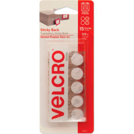 Velcro Usa, Inc 90070 VELCRO® Brand Sticky-Back Hook and Loop Dot Fasteners on Strips, 5/8 dia., White, 15 Sets/Pack image.