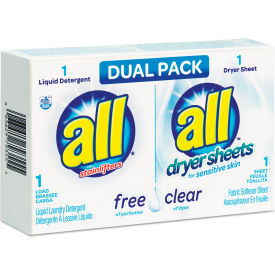 United Stationers Supply 1R-2979355 Free Clear HE Liquid Laundry Detergent/Dryer Sheet Dual Vend Pack, 100/Case image.