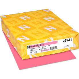 Neenah Paper 26741 Colored Paper - Neenah Paper Exact Brights Paper, Pink, 8-1/2" x 11", 20 lb., 500 Sheets/Ream image.