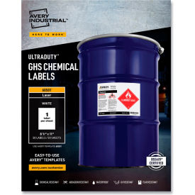 Avery Dennison Corporation 60501 Avery® Full-Sheet GHS Chemical Waterproof & UV Resistent Labels, Laser, Letter, 50/Box image.