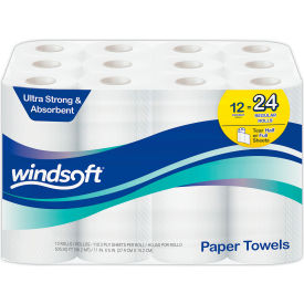United Stationers Supply WIN12216 Windsoft® Premium Kitchen Roll Towels, 2-Ply, 6 x 11, White, 110/Roll, 12 Rolls/Carton image.
