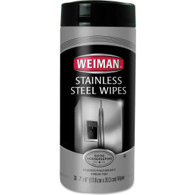 United Stationers Supply WMN92 Weiman Stainelss Steel Cleaning Wipes, 30 Wipes/Can - 92 image.