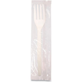 Renewable Mediumweight Individually Wrapped Forks, Plant Starch, Natural, 750/Carton view 2