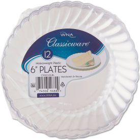 United Stationers Supply RSCW61512 WNA® Classicware Plastic Plates, 6" Dia., Clear, Pack of 180 image.