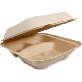 Fiber Hinged Container, 8-13/16"L x 8-3/16"W x 2-7/8"H, Natural, 300/Carton view 2