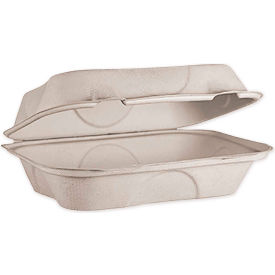 World Centric TOSCUHB World Centric® Fiber Hinged Hoagie Box Containers, 9 x 6 x 3, Natural image.