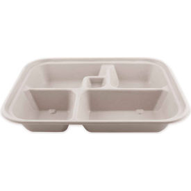 World Centric TRSCBB World Centric® Fiber Bento Box Containers, 5-Compartment, 11.8 x 9.4 x 2, Natural image.