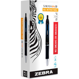 Zebra Pen Corporation 45620 Zebra® Sarasa Dry Gel X1 Retractable Gel Pen, Medium 0.7mm, Blue Ink/Barrel, Dozen image.