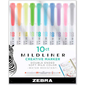 Zebra Pen Corporation 78101 Zebra® Mildliner Double Ended Highlighter, Chisel/Bullet Tip, Assorted Colors, 10/Set image.