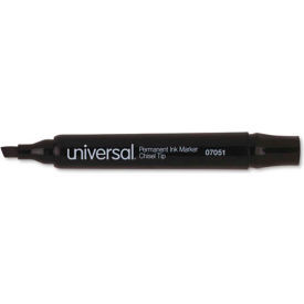 Universal Products 7051 Permanent Marker, Chisel Tip, Low Odor, Nontoxic, Black Ink, Dozen image.