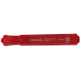 Universal Products 7052 Permanent Marker, Chisel Tip, Low Odor, Nontoxic, Red Ink, Dozen image.