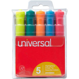 Universal Products 8860*****##* Desk Highlighter, Five-Color Set, Chisel Tip, Pocket Clip image.