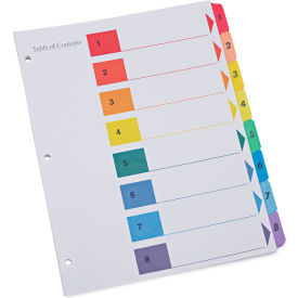 Universal UNV24802*** Universal® Deluxe Table of Contents Dividers for Printers, 1 - 8; 11" x 8.5", White, 6 Sets image.