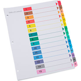 Universal UNV24808*** Universal® Deluxe Table of Contents Dividers for Printers, 15-Tab, 1 - 15, 11" x 8.5", 6 Sets image.