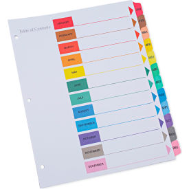 Universal UNV24810*** Universal® Deluxe Table of Contents Dividers for Printers, 12 Tab, Months, 11" x 8.5", White image.