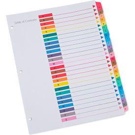 Universal UNV24812*** Universal® Deluxe Table of Contents Dividers for Printers, 26-Tab, A to Z, 11" x 8.5", White image.